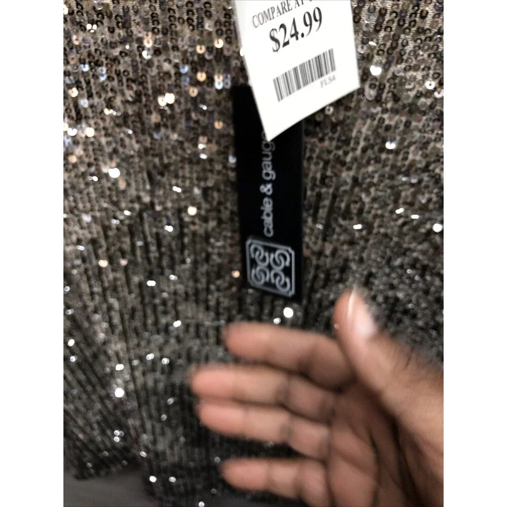 Cable & Gauge Top Size Large Sequins Cocktail Party Glamorous Disco NWT - Picture 5 of 13